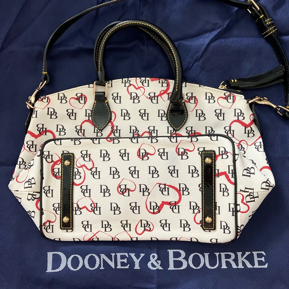 Dooney & Bourke w/ Black Patent Leather Tassel, Handles, Optional Strap and Trim - Picture 10 of 16